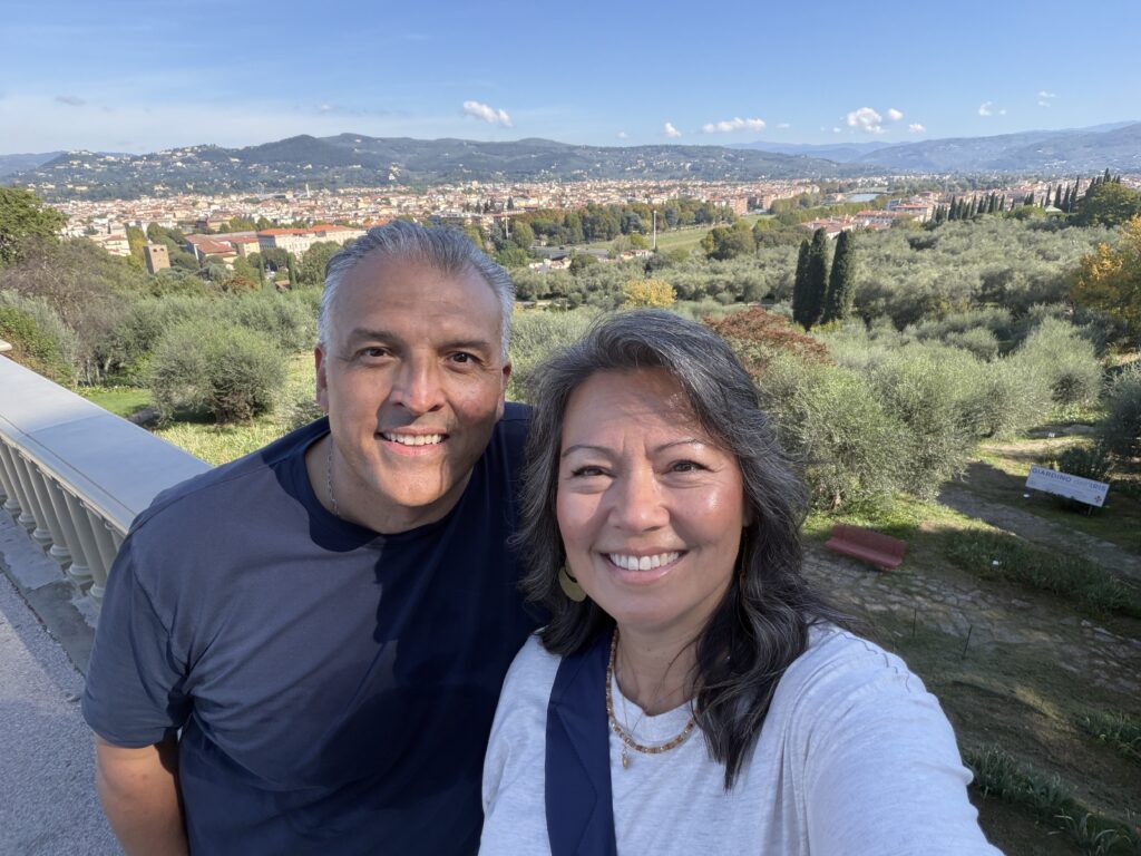 Cindy and Fred Ortiz together during their October 2026 trip to Europe